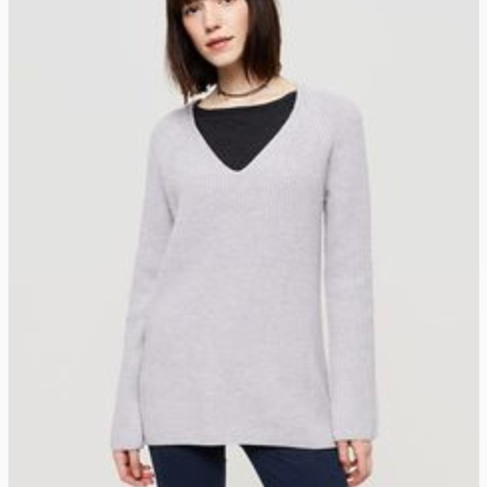 Lou & Grey Ribbed Tunic V-Neck Sweater